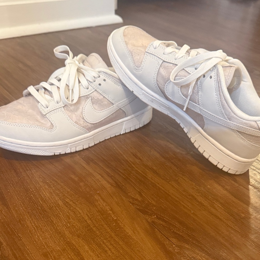 Nike White and Tan woman’s Dunks